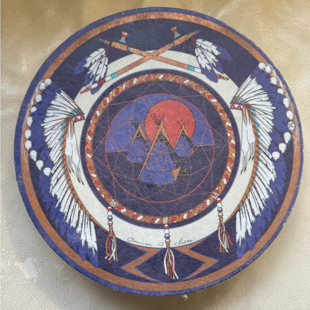 Pacific Northwest Coast Hand Drum Clarence Wells Native American Vintage